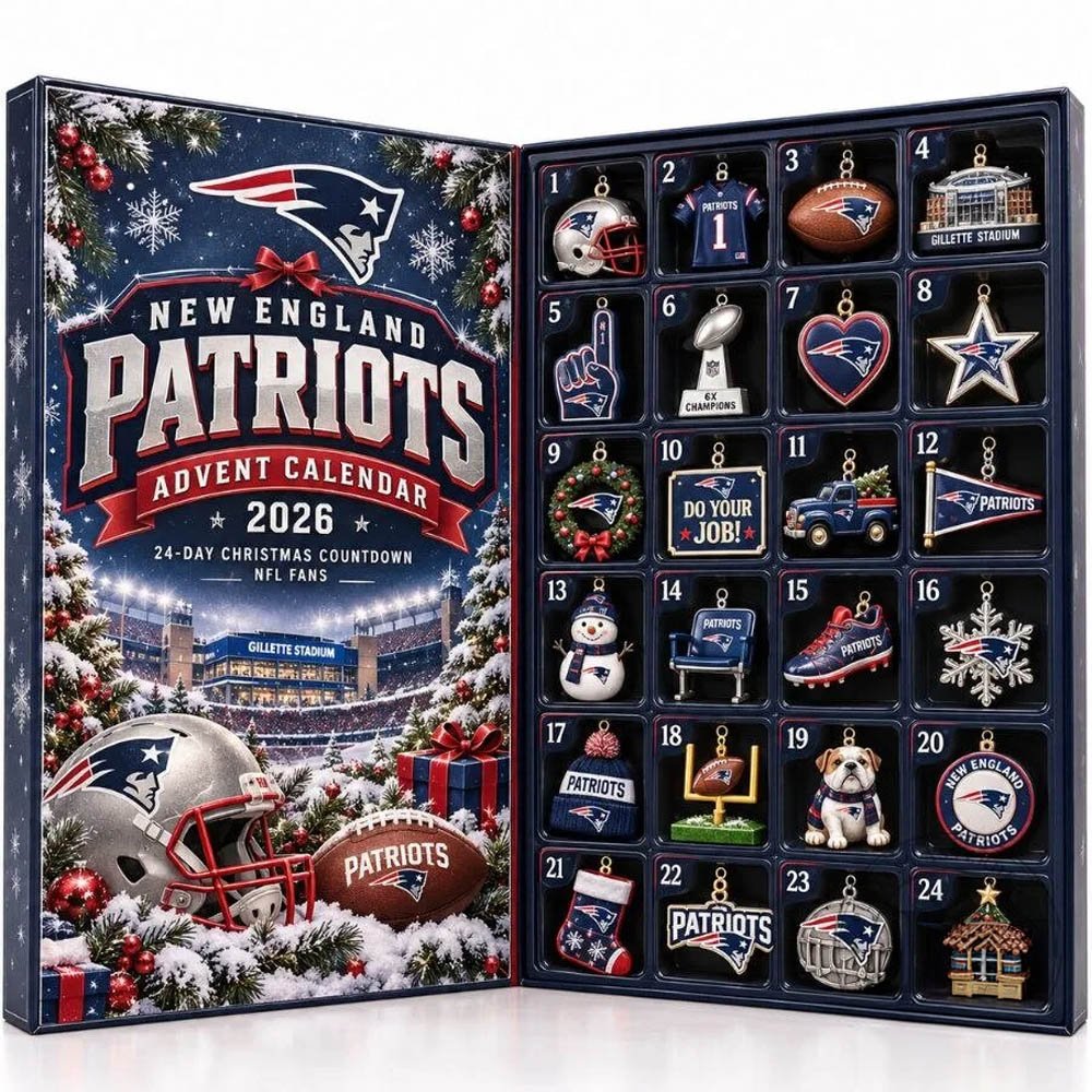New England Patriots Advent Calendar 2026 24 Day Holiday Joy Gift Ideas For Sports Fans, 3D Acrylic Collectibles