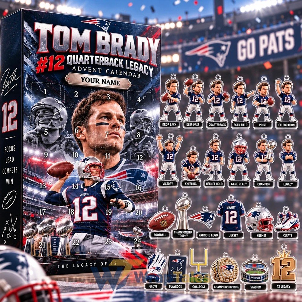 Custom Tom Brady New England Patriots Advent Calendar 2026 24 Day Festive Countdown Gift For Him, 3D Acrylic Collectibles