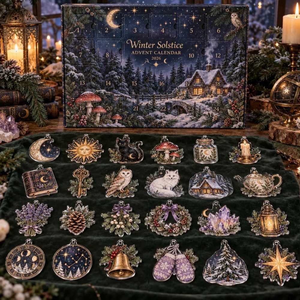 Winter Solstice Witchy Cottagecore Advent Calendar 2026 24 Day Holiday Surprise Gift For Pagan Fans, 3D Acrylic Collectibles