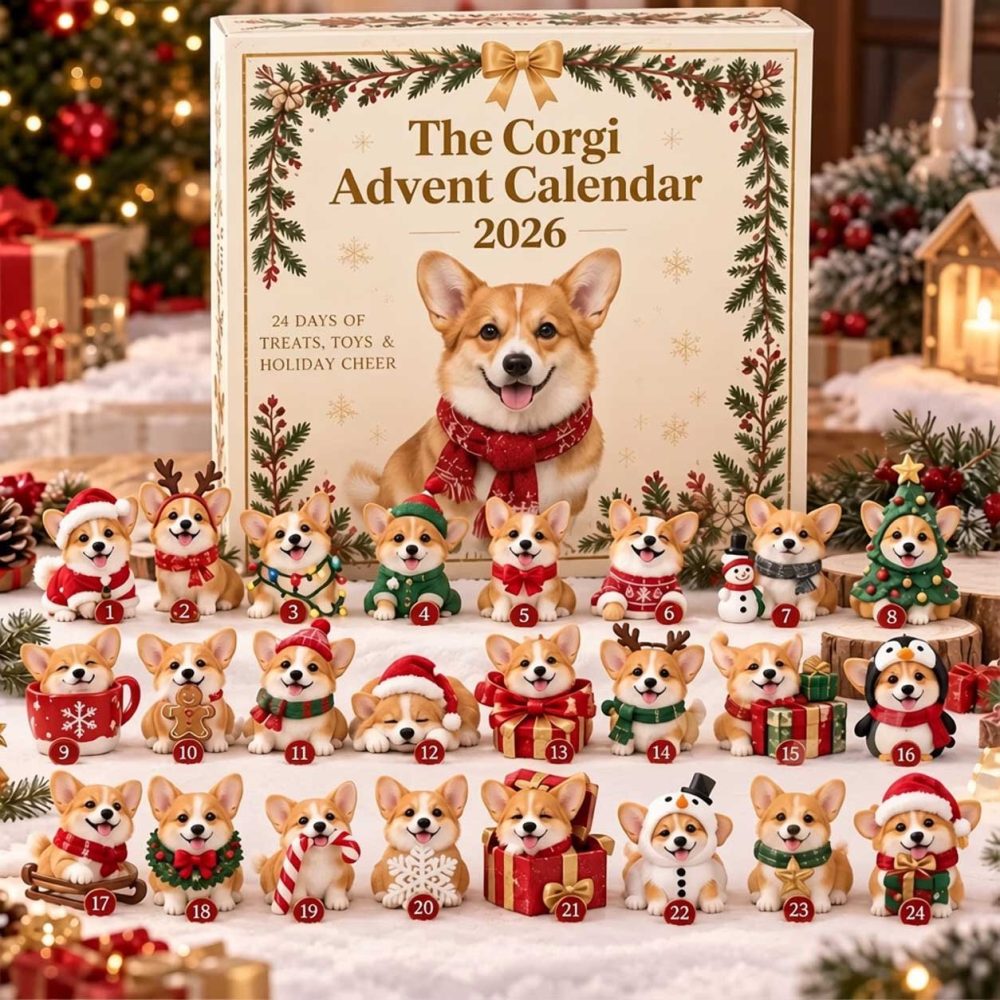 Corgi Christmas Countdown Advent Calendar 2026 24 Day Spooky Countdown Gift For Dog Fans, 3D Acrylic Collectibles