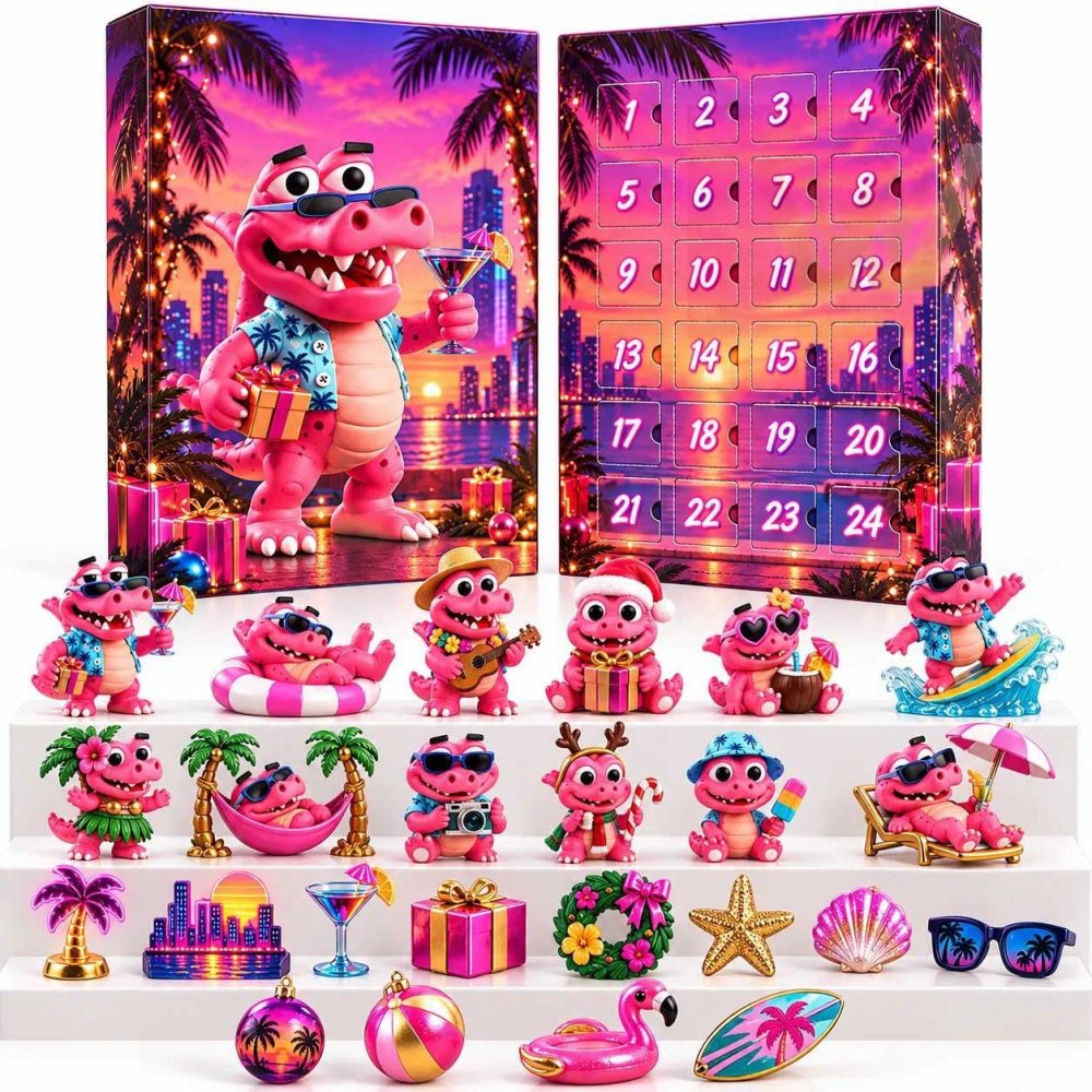 Macca The Gator Tropical Neon Christmas Advent Calendar 2026 24 Day Festive Countdown Gift For Gator Fans, 3D Acrylic Collectibles