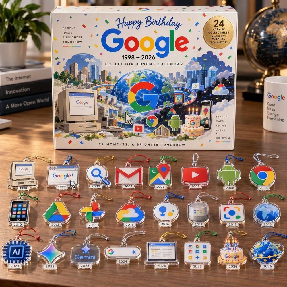 Google Birthday Collector Advent Calendar 2026 24 Day Festive Mystery Box Gift For Tech Fans, 3D Acrylic Collectibles
