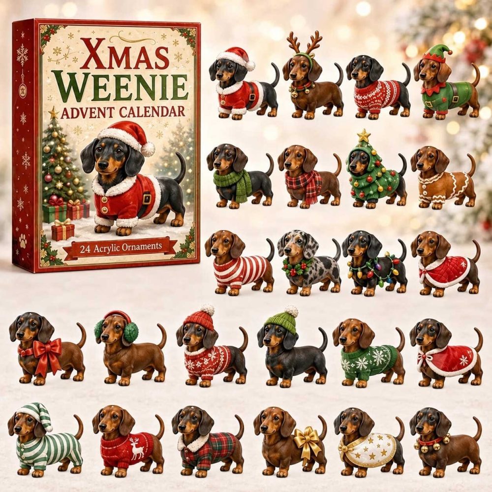 Dachshund Dogs Christmas Advent Calendar 2026 24 Day Holiday Celebration Gift For Dog Lovers, 3D Acrylic Collectibles