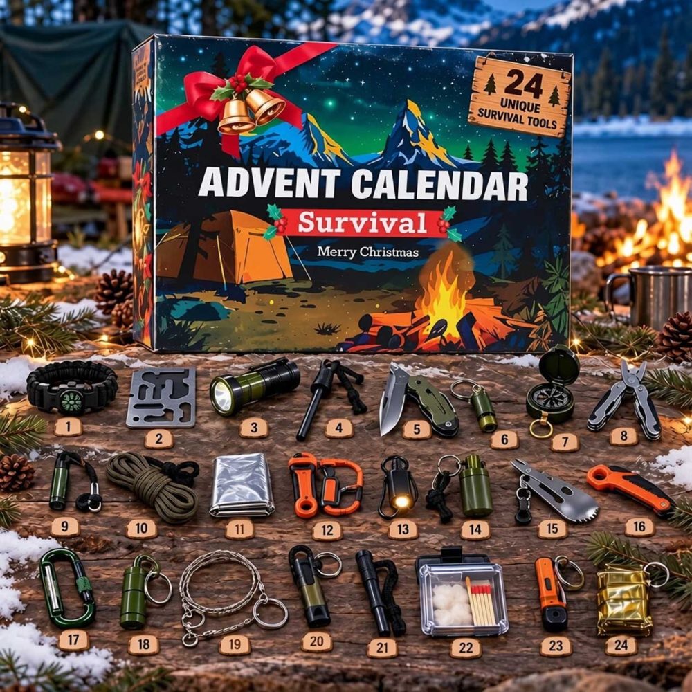 Christmas Survival Tools Advent Calendar 2026 24 Day Holiday Surprise Gift For Outdoorsmen, 3D Acrylic Collectibles