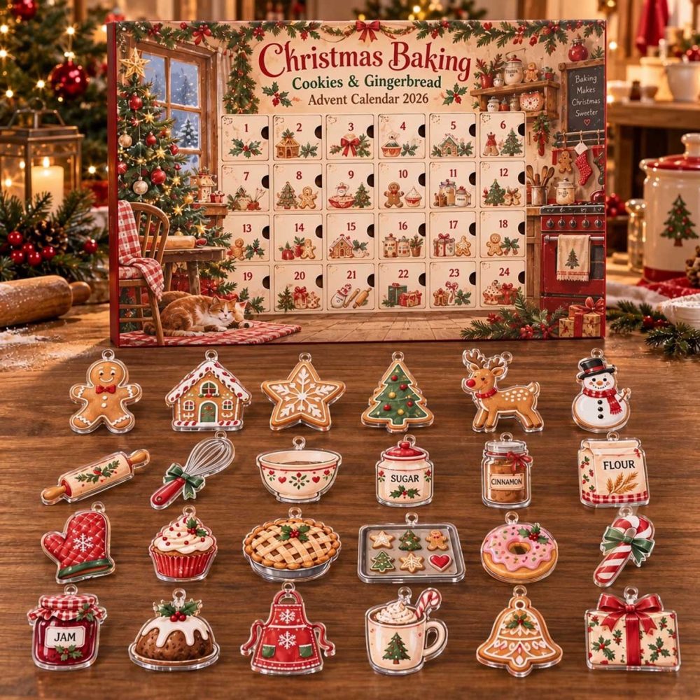 Christmas Baking Cookies Gingerbread Advent Calendar 2026 24 Day Winter Wonderland Countdown Gift For Bakers, 3D Acrylic Collectibles