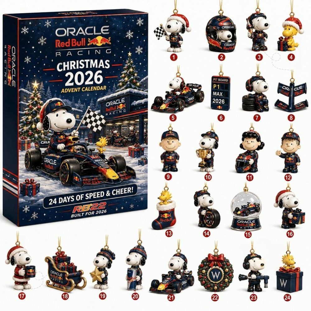 Snoopy X Red Bull Racing Christmas Advent Calendar 2026 Surprise Ornaments Gift For Racing Fan