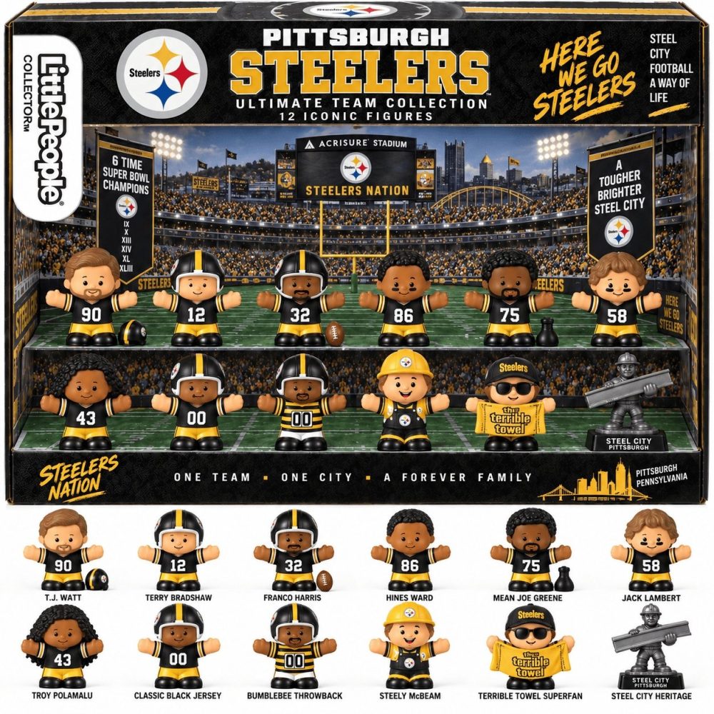 Pittsburgh Steelers Merch Little People Collector Set Game Night Football Gift For Him, 3D Acrylic Collectibles