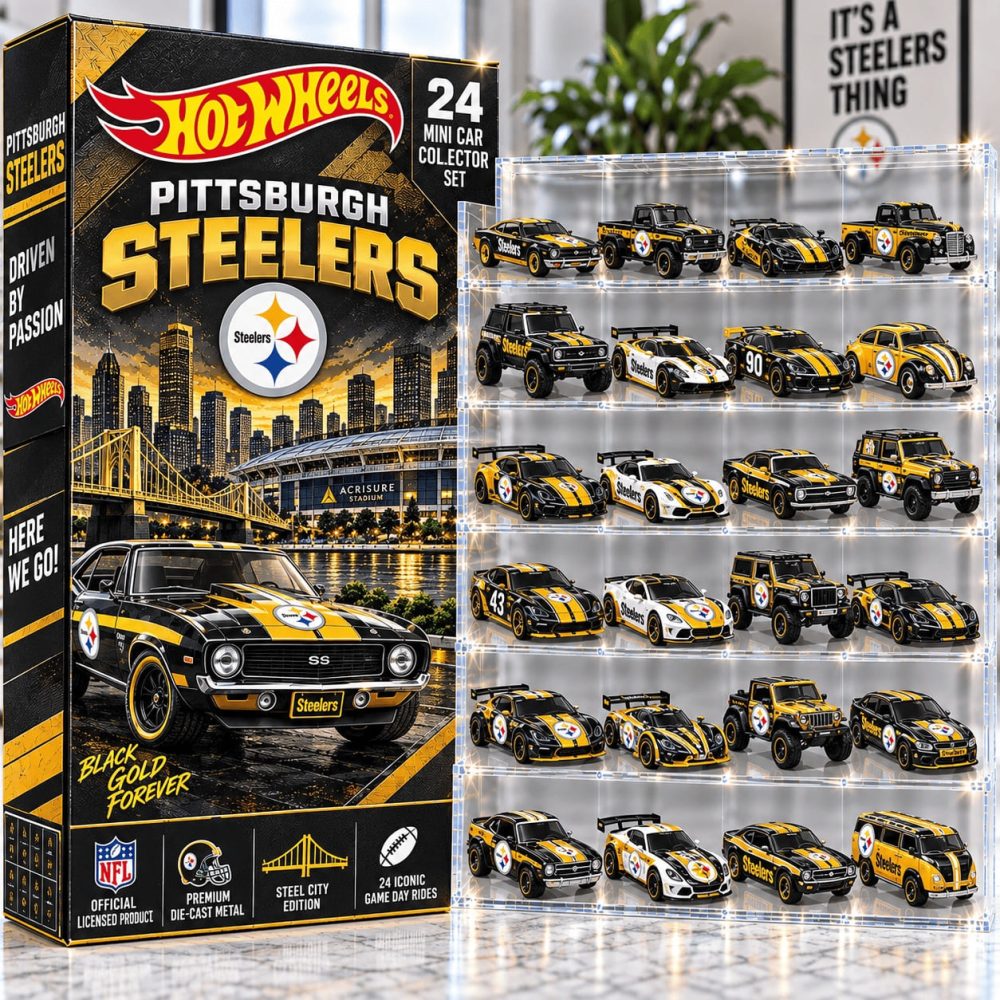 Pittsburgh Steelers Mini Car Advent Calendar 2026 24 Day Holiday Joy Gift Ideas For Fans, 3D Acrylic Collectibles