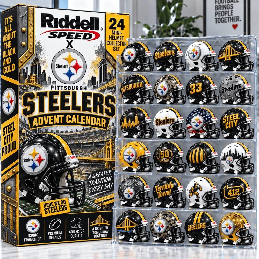 Pittsburgh Steelers Mini Helmet Advent Calendar 2026 24 Day Holiday Surprise Gift For Fans, 3D Acrylic Collectibles