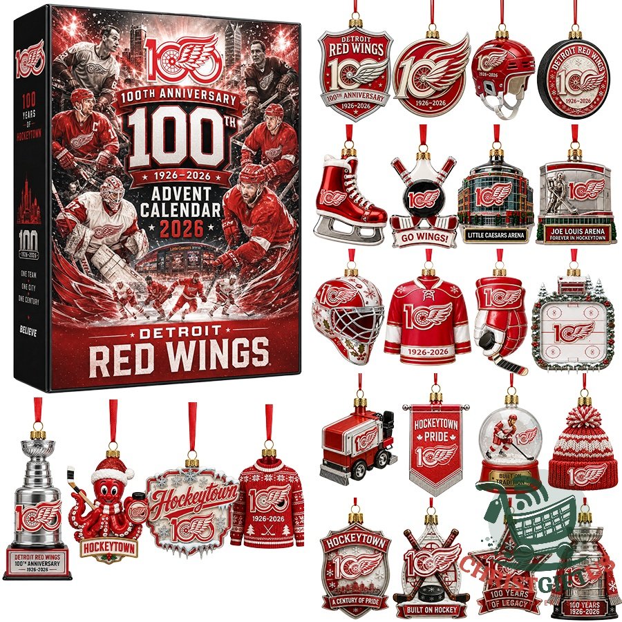 Detroit Red Wings 100Th Anniversary 2026 Advent Calendar 24 Day Christmas Countdown Ice Hockey Fans, 3D Acrylic Collectibles