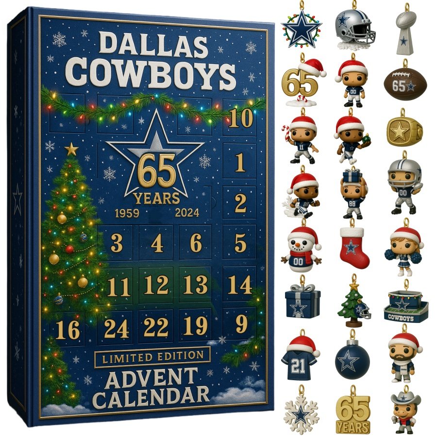 2026 Dallas Cowboys 65Th Anniversary Advent Calendar 24 Acrylic Charms Blind Box Gift For Cowboys Lover, 3D Acrylic Collectibles