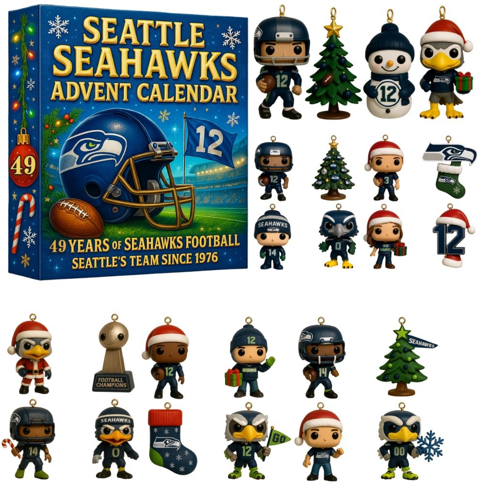 2026 Seattle Seahawks Advent Calendar 24 Day Christmas Countdown Great Football Lover Gift Ideas, 3D Acrylic Collectibles
