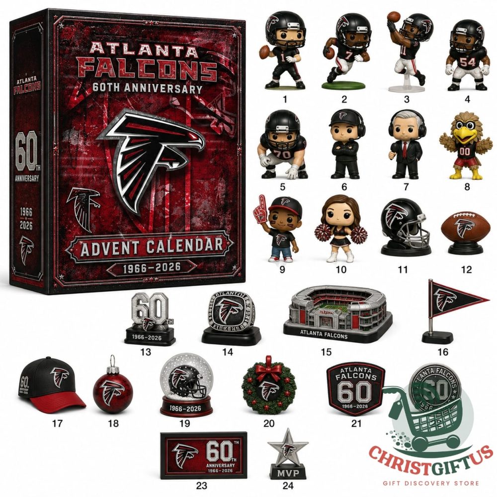 Atlanta Falcons 60Th Anniversary Advent Calendar 24 Days Holiday Countdown Blind Box Gift For Falcons Supporters, 3D Acrylic Collectibles