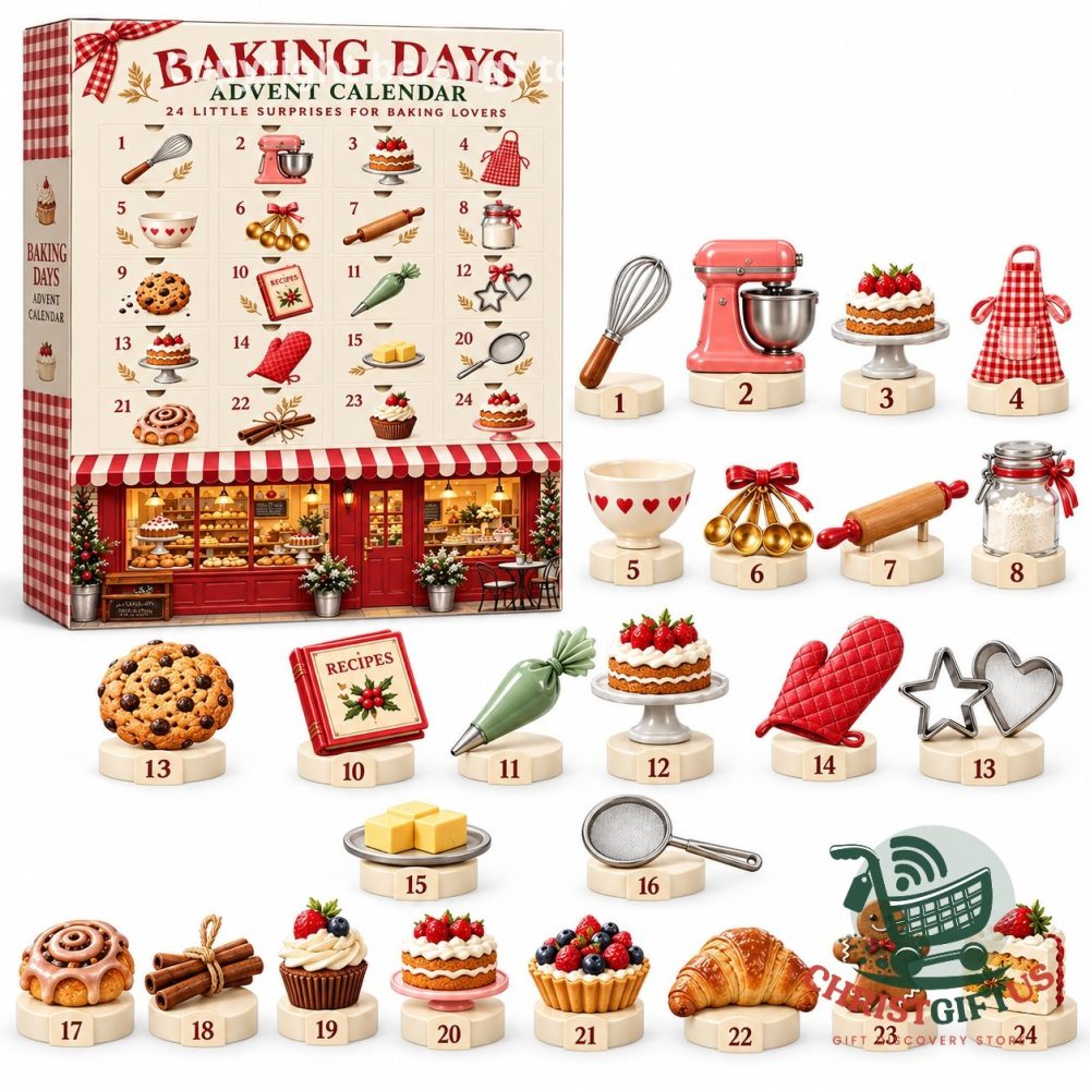 Baking Days Christmas 2026 Countdown Advent Calendar 24 Day Ornaments Holiday Countdown Gift For Mom, 3D Acrylic Collectibles