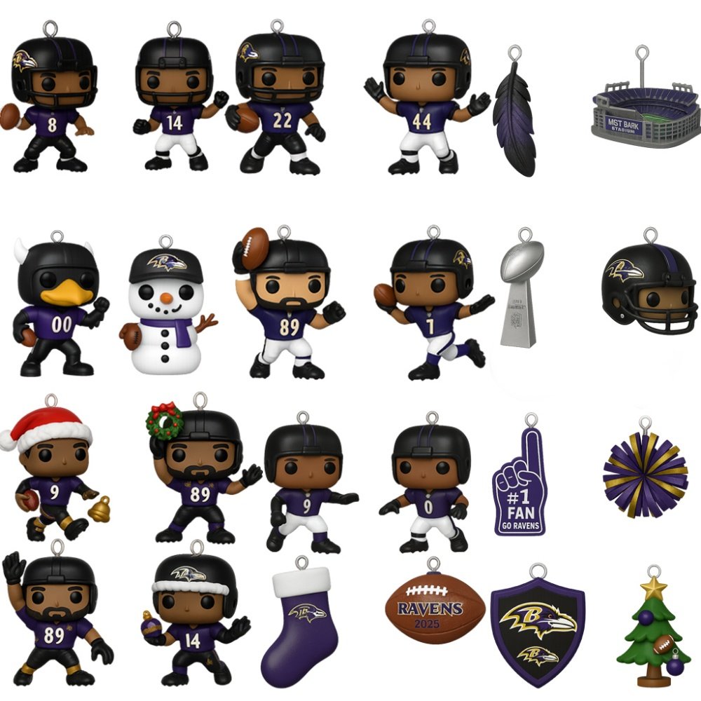 Baltimore Ravens Advent Calendar 2026 24 Day Ornaments Countdown Gift For Football Fans, 3D Acrylic Collectibles