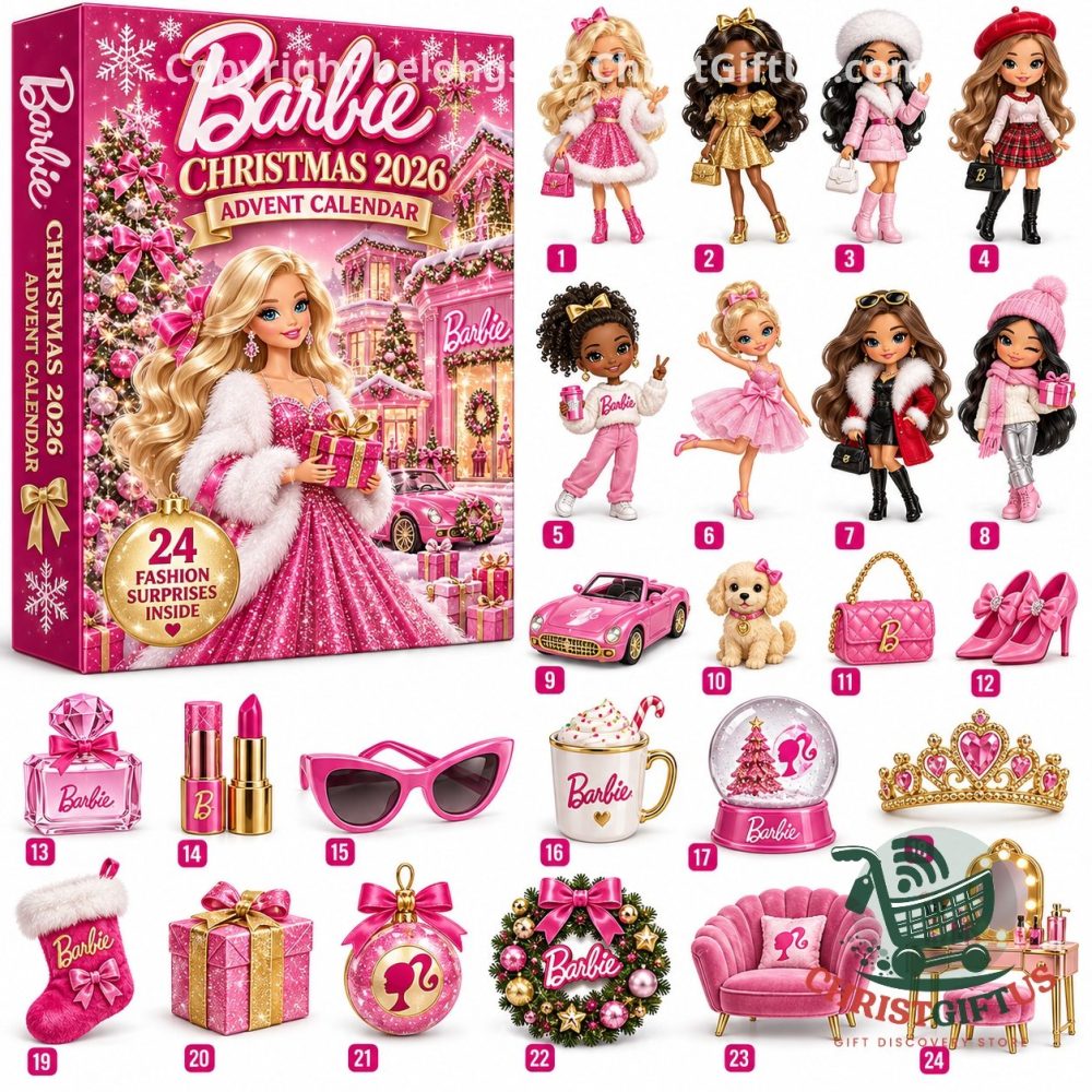 Barbie Christmas 2026 Advent Calendar 24 Day Ornaments Christmas Countdown Gift For Daughter, 3D Acrylic Collectibles