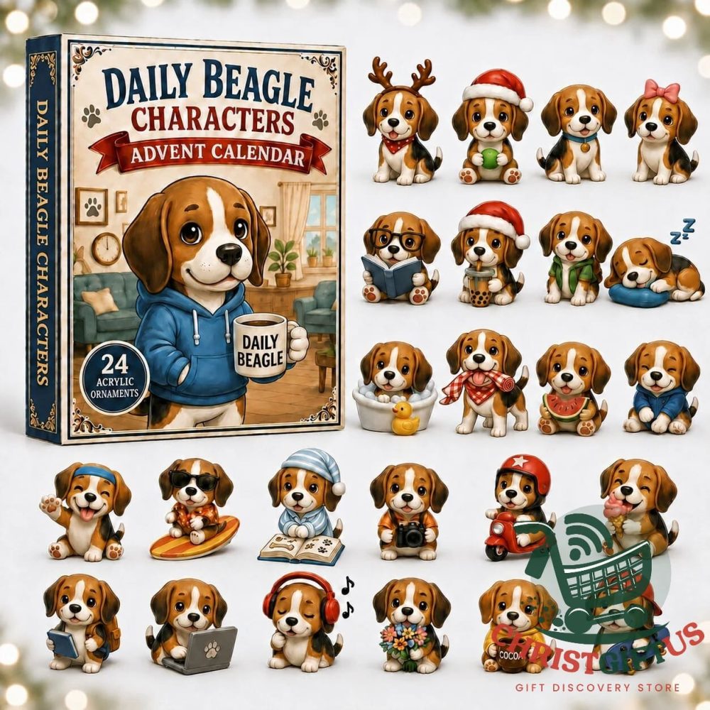 Beagle Daily Characters Advent Calendar 2026 24 Day Holiday Countdown Box Gift For Sons, 3D Acrylic Collectibles