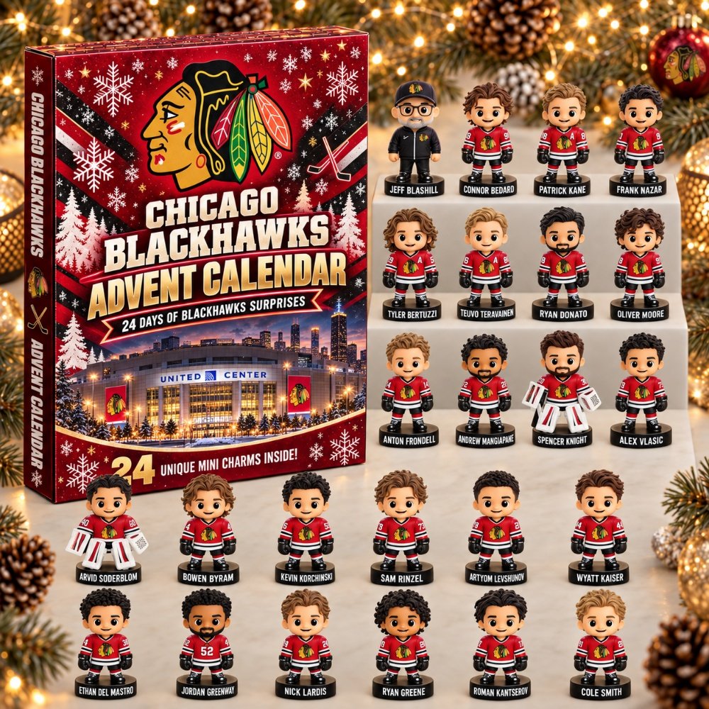Chicago Blackhawks Advent Calendar 24 Day Christmas Countdown Gift For Hockey Fans, 3D Acrylic Collectibles