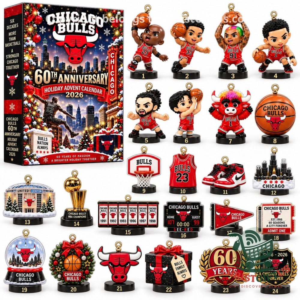 Chicago Bulls 60Th Anniversary Holiday 2026 Advent Calendar 24 Day Christmas Countdown Gift For Him, 3D Acrylic Collectibles