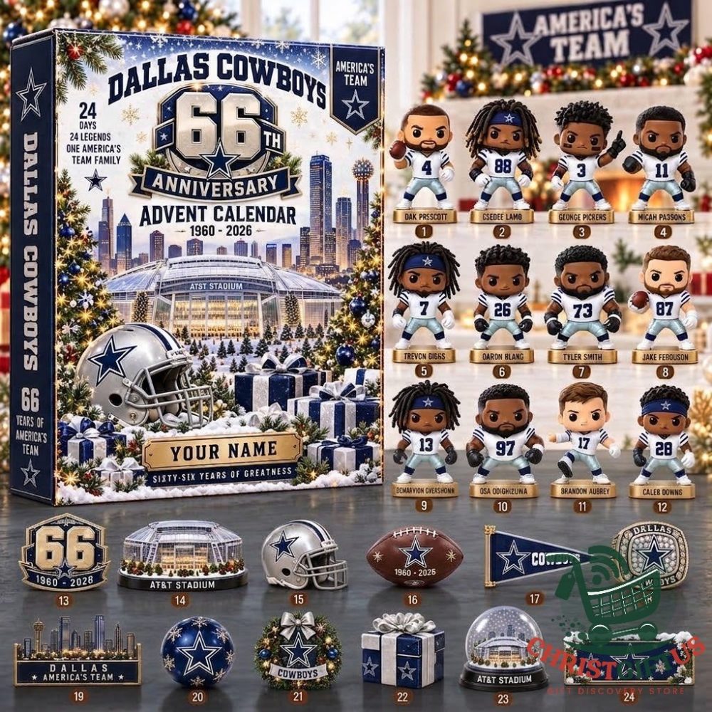 Dallas Cowboys 66Th Anniversary Christmas 2026 Advent Calendar 24 Days Xmas Countdown Box Gift For Boyfriends, 3D Acrylic Collectibles
