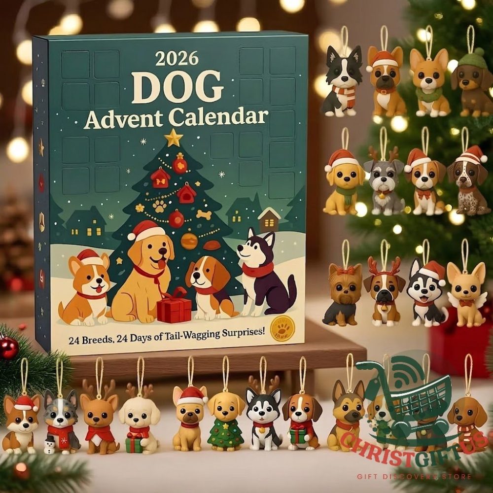 Dog 2026 24-Breed Christmas Advent Calendar 24 Day Acrylic Ornaments Christmas Countdown Box Gift For Sons, 3D Acrylic Collectibles