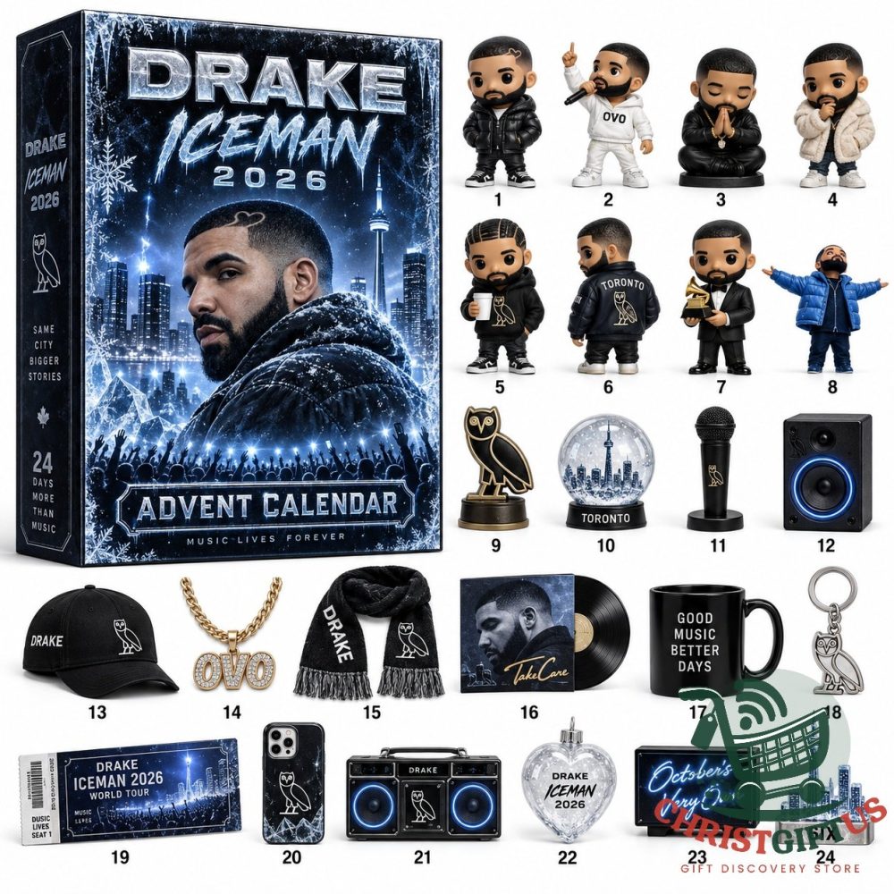 Drake Iceman 2026 Advent Calendar 24 Day Ornaments Holiday Countdown Gift For Hip Hop Fans, 3D Acrylic Collectibles