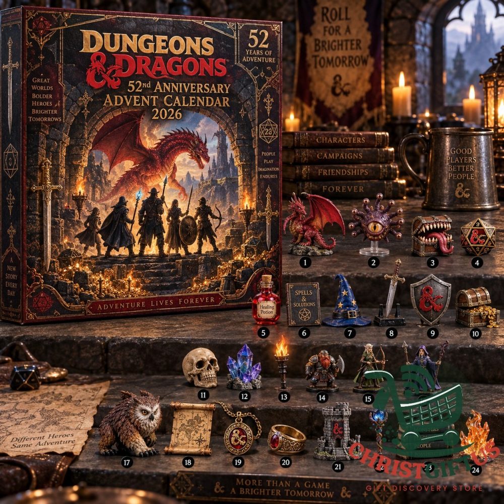 Dungeons & Dragons 52Nd Anniversary 2026 Advent Calendar 24 Day Ornaments Countdown Gift For Brothers, 3D Acrylic Collectibles