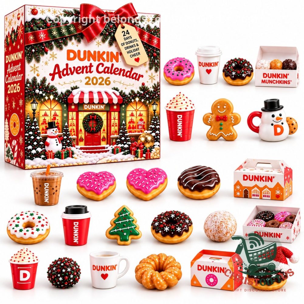 Dunkin Christmas Holiday 2026 Advent Calendar 24 Day Christmas Countdown Gift For Her, 3D Acrylic Collectibles