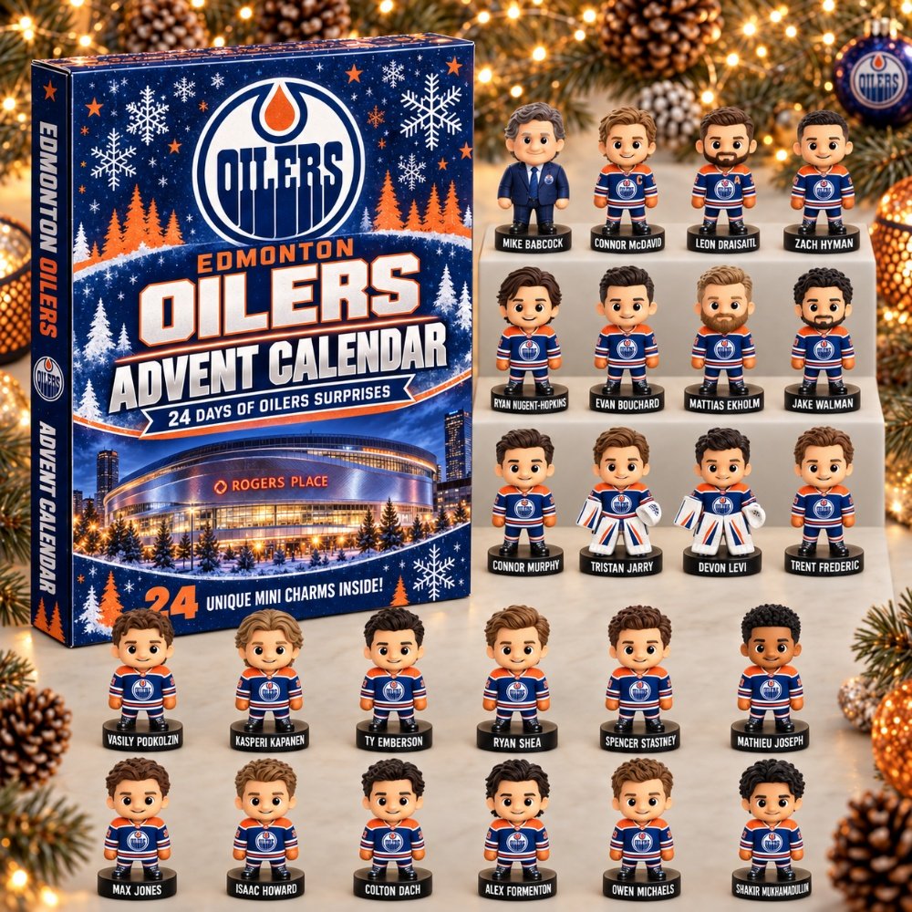 Edmonton Oilers Advent Calendar 24 Day Christmas Countdown Gift For Hockey Fans, 3D Acrylic Collectibles