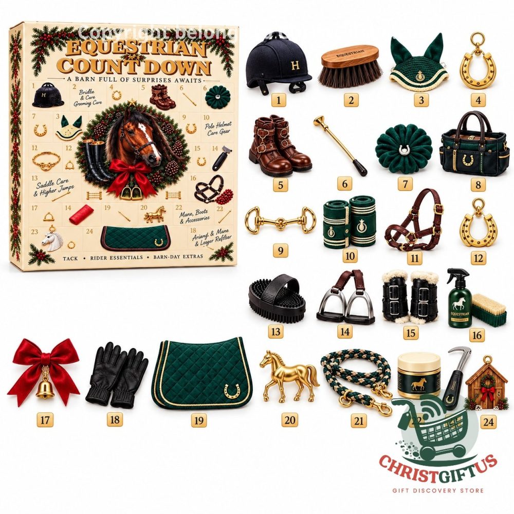 Equestrian Horse Tack And Rider Essentials Advent Calendar 2026 24 Day Acrylic Ornaments Christmas Countdown Box Gift For Dad, 3D Acrylic Collectibles