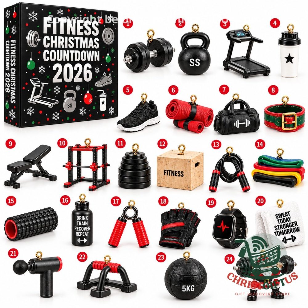 Fitness Christmas Countdown 2026 Advent Calendar 24 Day Holiday Countdown Gift For Gymers, 3D Acrylic Collectibles
