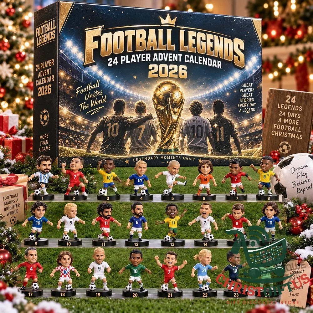 Football Legends 2026 24 Player Advent Calendar 24 Days Xmas Countdown Box Gift For Soccer Fans, 3D Acrylic Collectibles