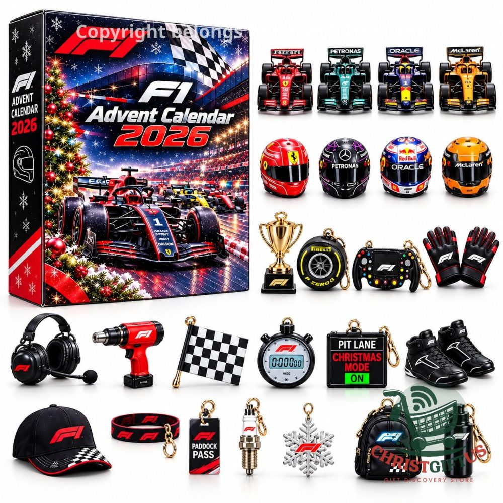 Formula 1 2026 Racing Advent Calendar 24 Day Ornaments Holiday Countdown Gift For Racing Lover, 3D Acrylic Collectibles