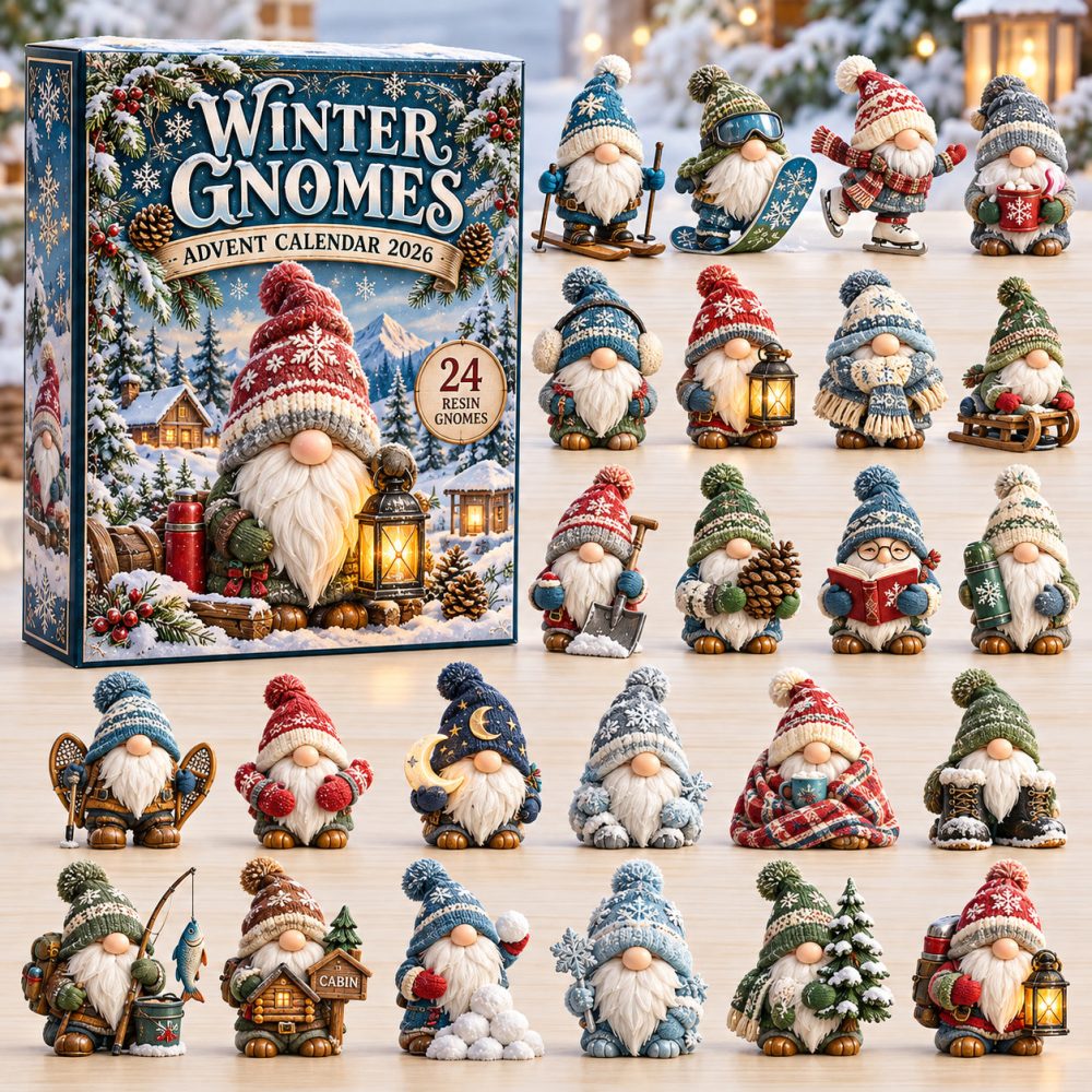 Winter Gnomes Advent Calendar 2026 Cozy Knit Hat Gnomes 24 Days Countdown Gnome Lover Gift, 3D Acrylic Collectibles