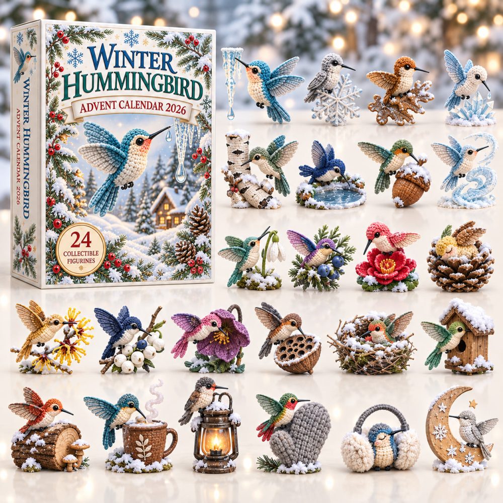 Winter Hummingbird Advent Calendar 2026 Crochet Cozy Nests 24 Days Countdown Gift For Bird Lovers, 3D Acrylic Collectibles
