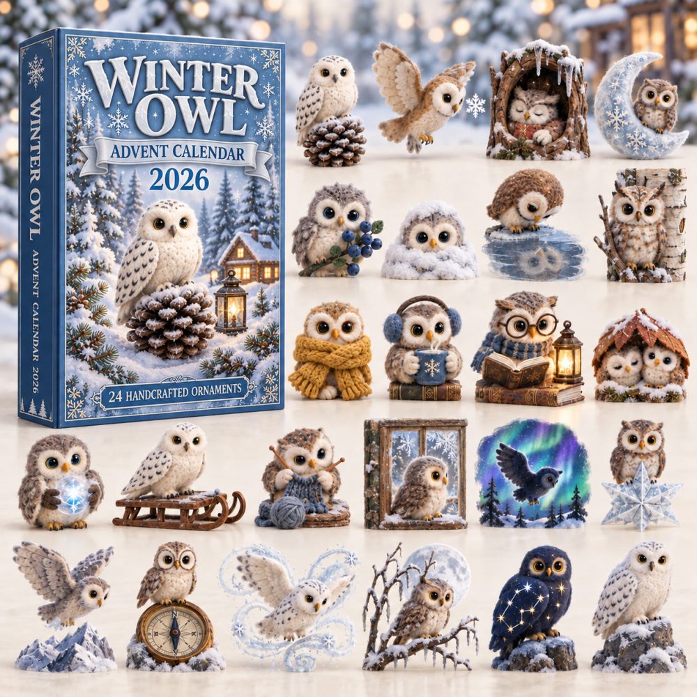 Winter Owl Advent Calendar 2026 Snowy Owls 24 Days Countdown Owl Lover Gift, 3D Acrylic Collectibles