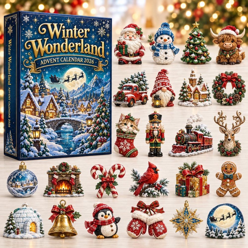 Winter Wonderland Advent Calendar 2026 Christmas Icons 24 Days Countdown Christmas Gift For Mom, 3D Acrylic Collectibles