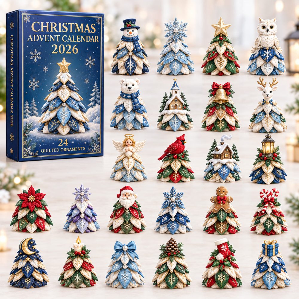Winter Wonderland Treasures Advent Calendar 2026 Quilted Trees 24 Days Countdown Quilter Gift, 3D Acrylic Collectibles