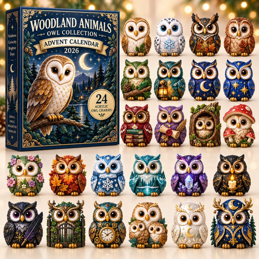 Woodland Animals Owl Collection Advent Calendar 2026 Owlets 24 Days Countdown Owl Lover Gift, 3D Acrylic Collectibles