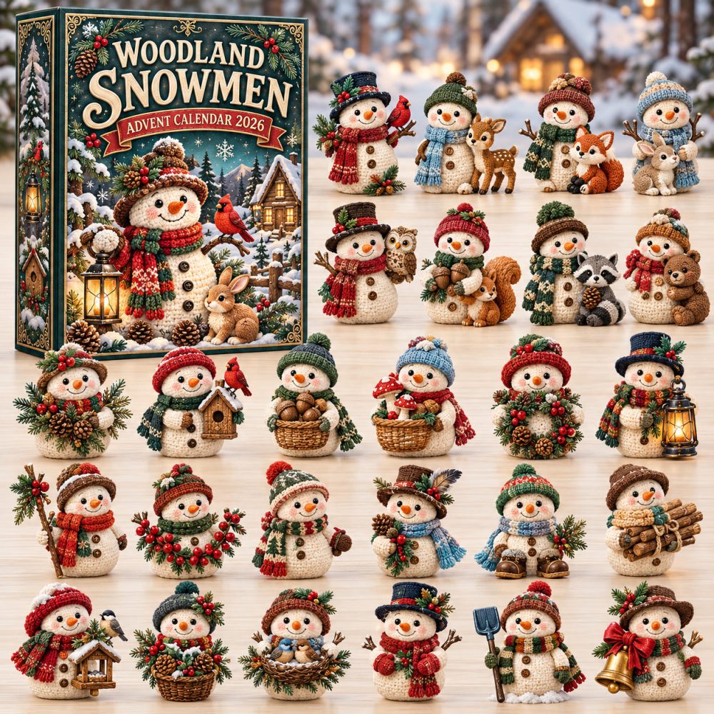 Woodland Snowmen Advent Calendar 2026 Snowman And Forest Friends 24 Days Countdown Winter Gift, 3D Acrylic Collectibles