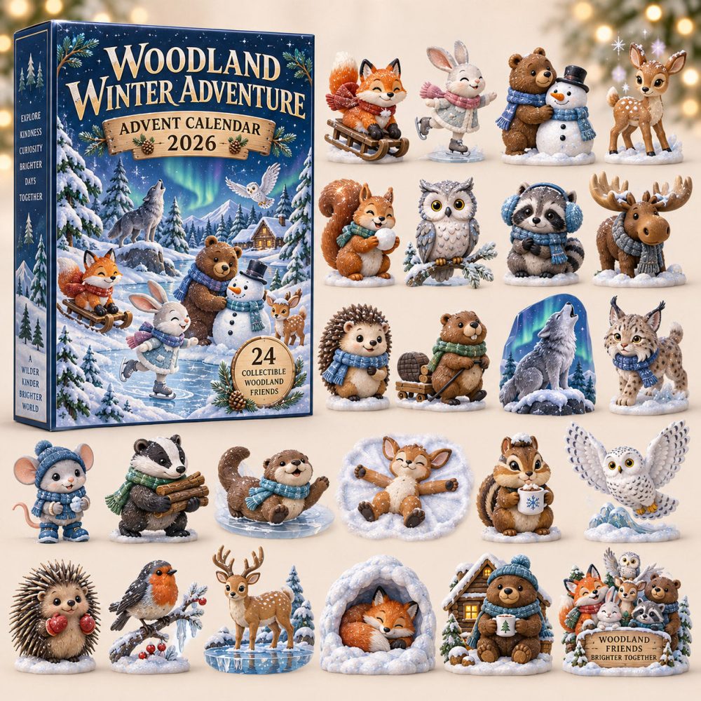 Woodland Winter Adventure Advent Calendar 2026 Forest Friends 24 Days Countdown Nature Gift, 3D Acrylic Collectibles