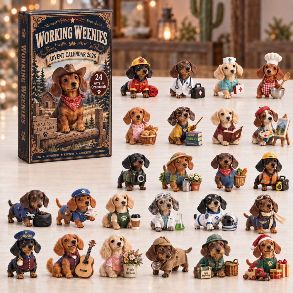 Working Weenies Advent Calendar 2026 Dachshund Careers 24 Days Countdown Wiener Dog Lover Gift, 3D Acrylic Collectibles