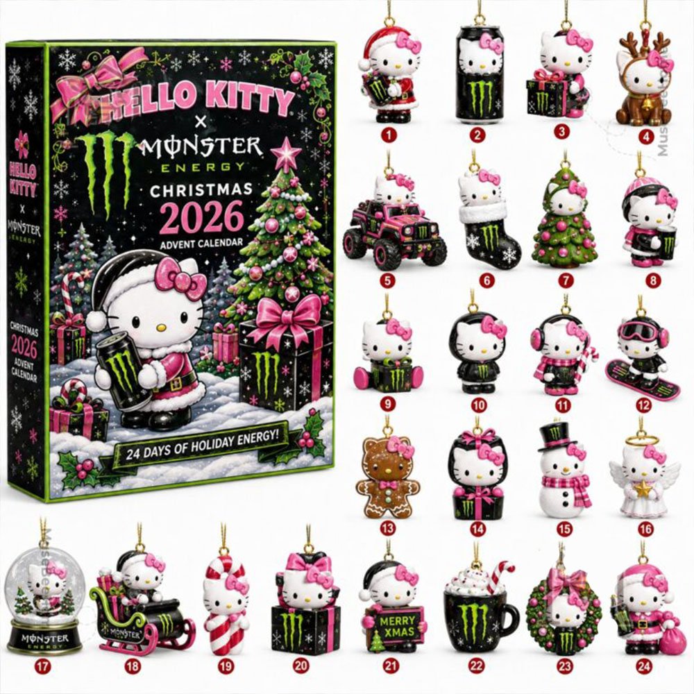 Hello Kitty X Monster Energy Christmas 2026 Advent Calendar Monster Energy Countdown Gift Ideas, 3D Acrylic Collectibles
