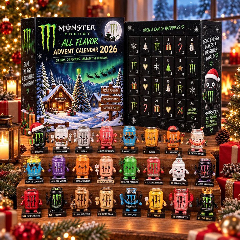 Monster Energy All Flavor Advent Calendar Christmas Monster Energy All Flavor Countdown Gifts, 3D Acrylic Collectibles