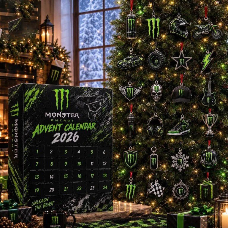 Monster Energy Christmas Advent Calendar 2026 Countdown Monster Energy Christmas Gift Guide, 3D Acrylic Collectibles