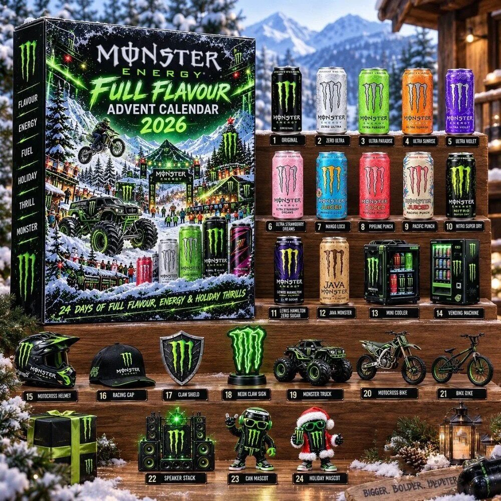 Monster Energy Full Flavour Advent Calendar Monster Energy Full Flavour Countdown Christmas Gifts, 3D Acrylic Collectibles