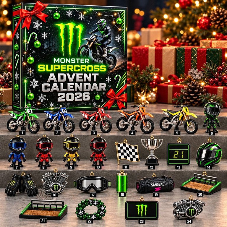 Monster Energy Supercross Advent Calendar 2026 Monster Energy Countdown Gift For Son, 3D Acrylic Collectibles
