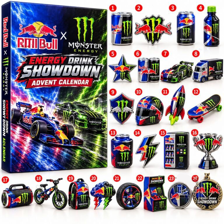 Red Bull X Monster Energy Advent Calendar Monster Energy Countdown Gift For Women, 3D Acrylic Collectibles