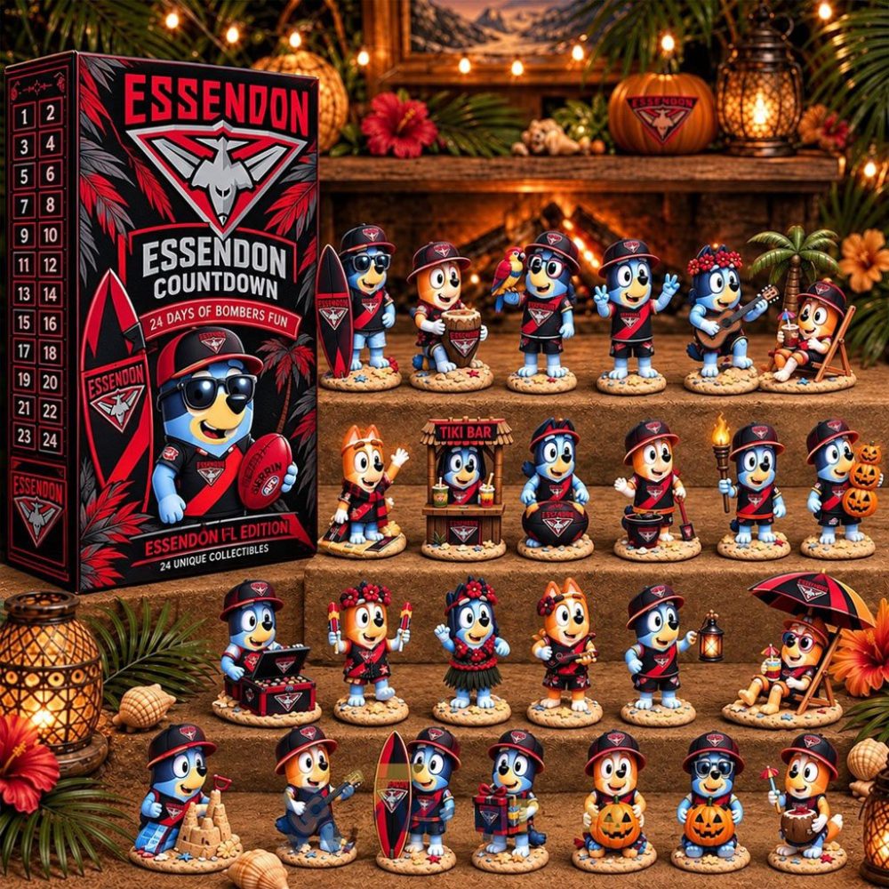 Afl Essendon Bombers X Bluey Tropical Journey Advent Calendar Holiday Ornaments Decor Fan Gifts