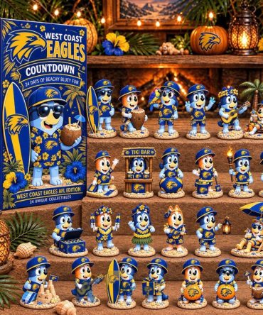 West Coast Eagles Afl X Bluey Tropical Journey Advent Calendar Fun Surprise Box Ornaments Decor